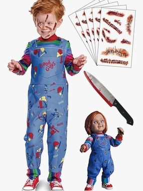 New size small 4-5yrs Chucky Halloween Costume for Kids Toddler Jumpsuit